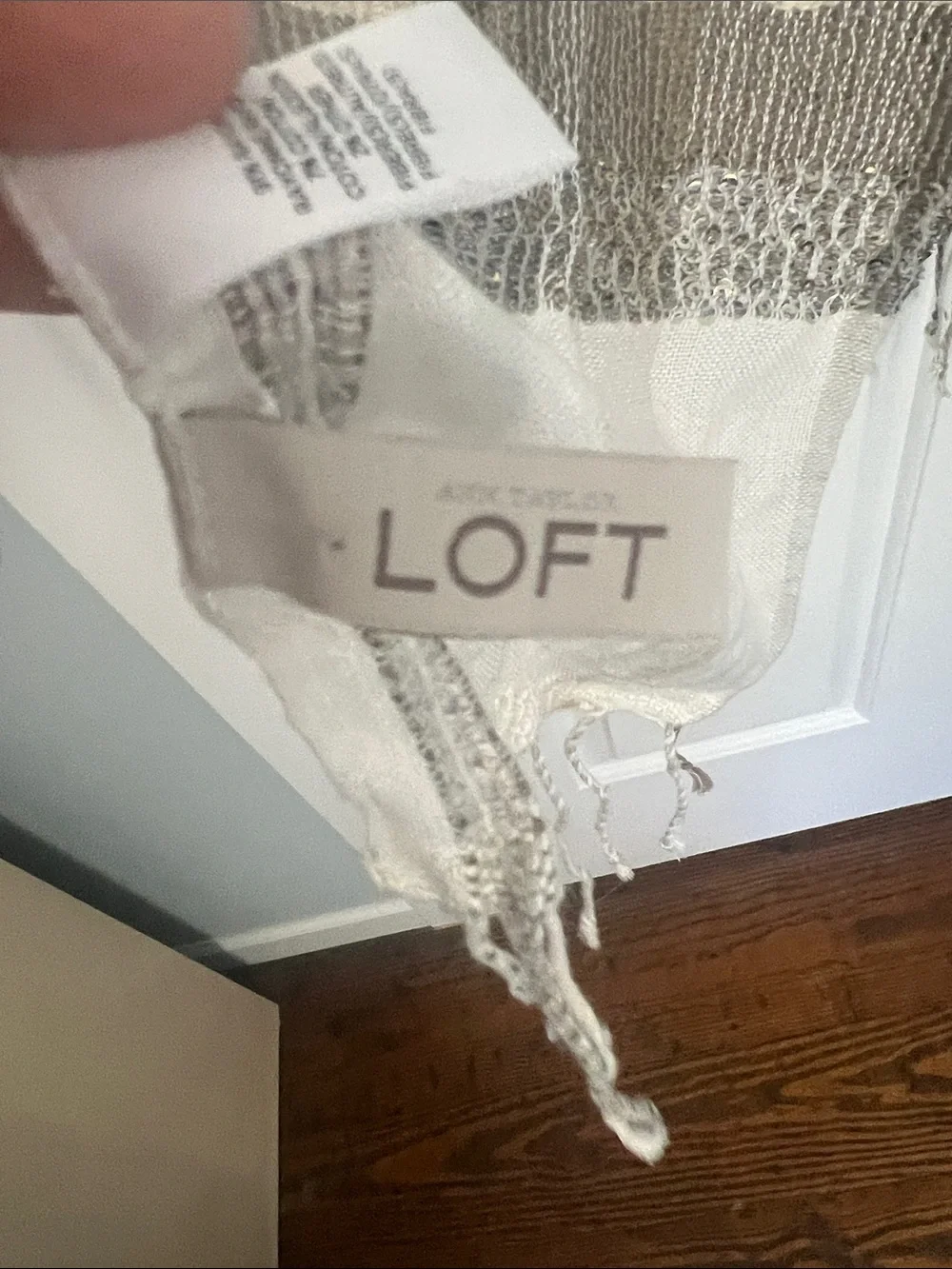 Loft Striped Lightweight Fringed Scarf in Cream and Taupe